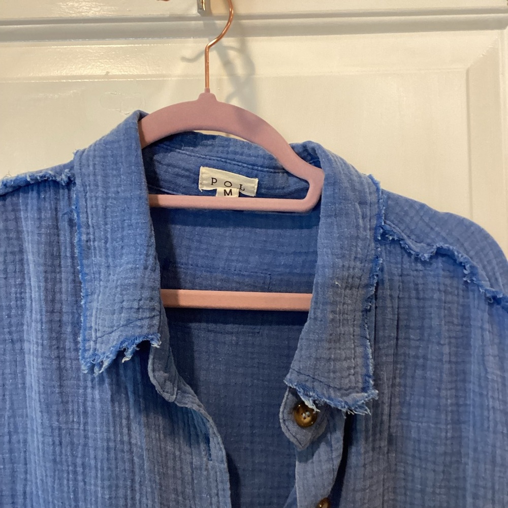 POL Blue and Cream Button-Down Shirt/jacket - Picture 7 of 16